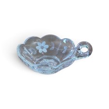 Vintage Clear Glass Nappy Dish Etched picture