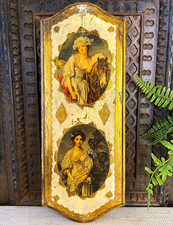 Vintage Italian Florentine Wood Wall Decor Plaque 15” has some wear-see pics picture