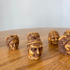 Vintage Native American Indian Chief Head Figural Pipe Bowls Lot of 6 picture