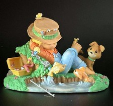 Precious Moments Charming Fishing Boy Figurine with Dog picture