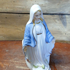 Lefton Virgin Mary Ceramic Figurine Planter Vase Christian Religious 1985 picture