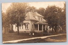 Vintage Real Photo Postcard RPPC Large House & Children Early 1900s picture