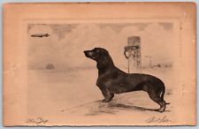 Dachshund Dog Art Bert Cobb Original Dry Etching Zeppelin The Zep Artist Signed picture