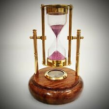 Nautical Hanging Sand Timer Vintage Decor Wooden Base With Compass Gift picture