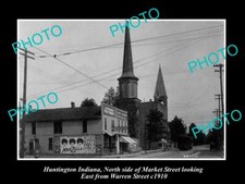 OLD LARGE HISTORIC PHOTO OF HUNTINGTON INDIANA VIEW OF MARKET STREET c1910 2 picture