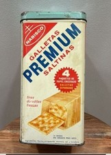 Nabisco Premium Saltine Cracker Tin Canister Vintage Bilingual picture