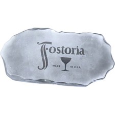 Vintage Fostoria Glass Dealer Store Display Sign Frosted Scalloped Paper Weight picture