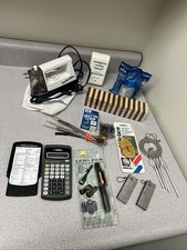Vintage junk drawer lot- Fire Starters, Lens Pen, Mini Jenga, Calculator & More picture