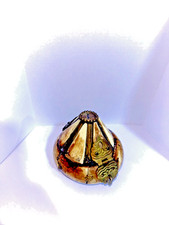Antique Vintage Trinket Box Velvet Lined Brass Mounts Miniature Cask picture