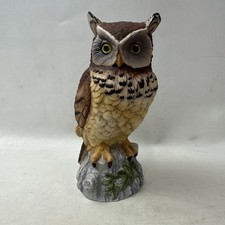 Owl By Andrea By Sadek 9339 Vintage Figure Porcelain Great Horned Owl Statue picture