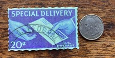 USA Special Delivery Fed Stamp STICKER Retro Vintage Style World Travel Postcard picture
