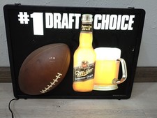 Vintage Miller Genuine Draft MGD Lighted Beer Sign Football Man Cave Decor 1990s picture