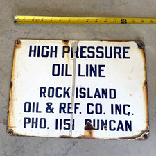 Rock Island Oil & Ref. Co. Inc. High Pressure Oil Line - Vintage-Has 1151 phone# picture