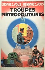 Original French 1920s Recruiting Poster for Troupes Metropolitaines picture
