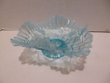 Vintage Blue Opalescent Ruffled Edge Footed Candy Dish picture