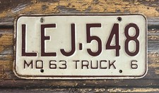 1963 Missouri TRUCK License Plate LEJ-548 picture