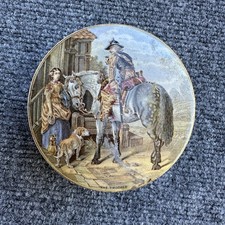 Antique English Porcelain Pratt Ware Lid & Pot The Trooper Transferware picture