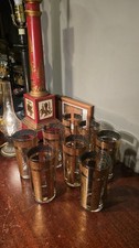 VTG Retro Design Old Fashioned Glasses Set of 8 Green & Gold  Pasinski,  Culver  picture