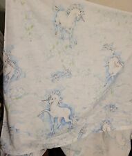 Vtg Twin Sheet Set Unicorn Doves, Cranes Clouds Flat & Fitted 1985 picture