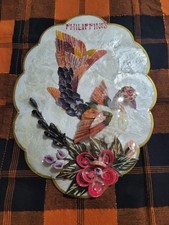1970s vintage Capiz Shell Art Philippines bird and floral design very giftable picture
