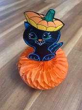 VINTAGE BEISTLE HALLOWEEN PUMPKIN WITH CAT HONEYCOMB picture