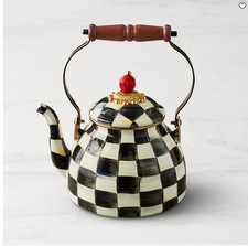 MacKenzie-Childs Courtly Check Tea Kettle Black White picture