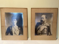 PAIR OF LARGE ORIGINAL ANTIQUE PHOTOGRAPHS OF QUEEN ALEXANDRA AND KING EDWARD picture