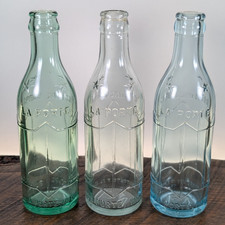 NICE Lot of 3 LaPorte La Porte IN IND INDIANA Deco Soda Pop Bottle Embossed picture