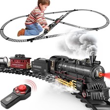 RC Train Set for Kids Alloy Steam Locomotive Cars Tracks Electric Toy Gift picture