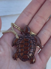 Genuine Koa Wood Hawaiian Design Jewelry Turtle Pendant Choker/Necklace  #45047 picture