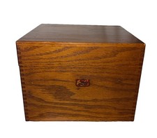 Large nice Vintage WEIS Oak Wooden recipe Box Card Catalog File Dove Tail picture