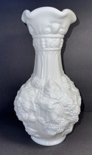 Loganberry Grape Vase Imperial Milk Glass 10 1/4