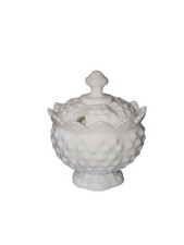 Vintage White Fenton Covered Bowl Milk Glass Hobnail Jam Honey Condiment Footed picture
