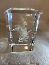 Vntg Dragon 3D Laser Etched Cube Paperweight 3.5” Tall RARE See All Photos NICE picture
