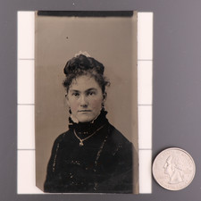 Antique CDV 6th Plate Tintype Photograph of a Fashionable Young Lady #1232 picture
