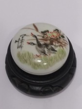 Vintage 1960s Jingdezhen Porcelain Scholar Seal Paste Box  Documented Provenance picture