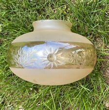 Vintage Round Glass Dome Ceiling Light Cover Gold Shiny Etched Frosted Cut Glass picture