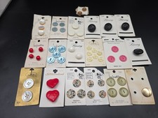 Beautiful Vtg Buttons Lot On Cardboard New Old Stock MCM Lansing Piece Goods  picture