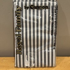 Vtg NOS Cannon Royal Family Gray Striped Standard Queen Pillowcases Set of 2 picture