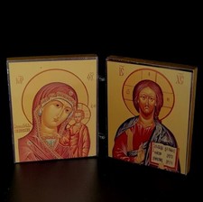 Vtg Mini Religious Wood Book Lady Of Kazan picture