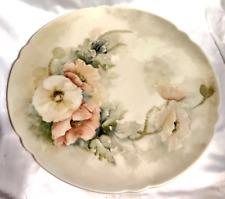 Porcelain Plate Hand Painted Poppies Floral Marilyn Langbehn 11.75