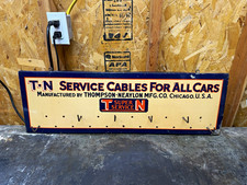 Vintage Thompson Neaylon T-N Service Cables For Cars Tin Display Sign Chicago picture