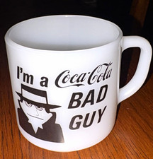 Vintage Federal Glass Coca-Cola “Bad Guy” Milk Glass Mug – I Had a Bad Idea picture