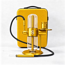 360° Rotating Gravity Hookah Glass Bong Water Pipe Yellow with Protector Case picture
