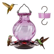 Auslar Glass Hummingbird Feeders for Outdoors Hanging, Purple, 26 Oz | Hummin... picture