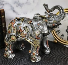 Ebros Steampunk Pressure Valve Geared Cyborg Elephant with Trunk Up Figurine picture