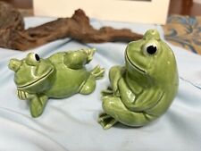Vintage frog salt and pepper shakers green ceramic picture