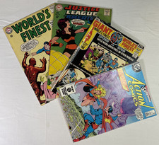 Vintage World’s Finest, Justice League, Action Mix Lot of (4) DC Comic Books. picture