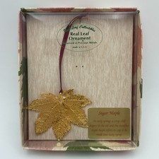 THE ROSE LADY Sugar Maple Leaf Ornament 24K Gold Dipped Real Leaf USA NEW 2.5in picture