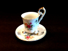 Vintage Three Footed Demi Chocolate Cup and Saucer - Japan picture